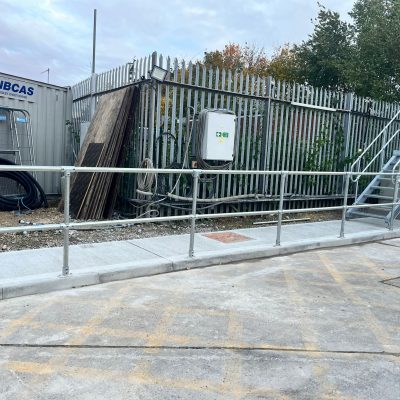 Key Clamp Handrailing through a yard.